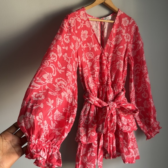 RAMY BROOK Jolie linen Floral Mini Tiered Dress Small - Picture 11 of 16